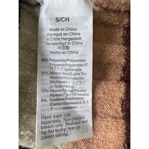 Madewell Striped Ribbed Mock Neck Sweater Small Multicolor Merino Wool Blend - Picture 4 of 4